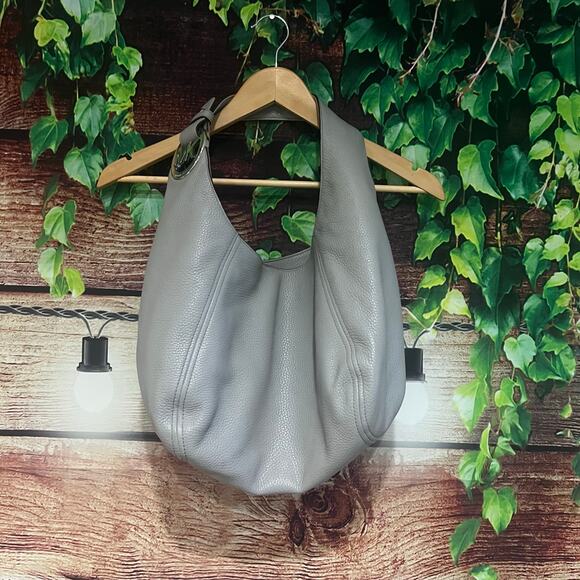 Michael Kors Fulton Gray Pebble Leather Hobo Bag Handbag Purse 12x10 - Picture 1 of 5